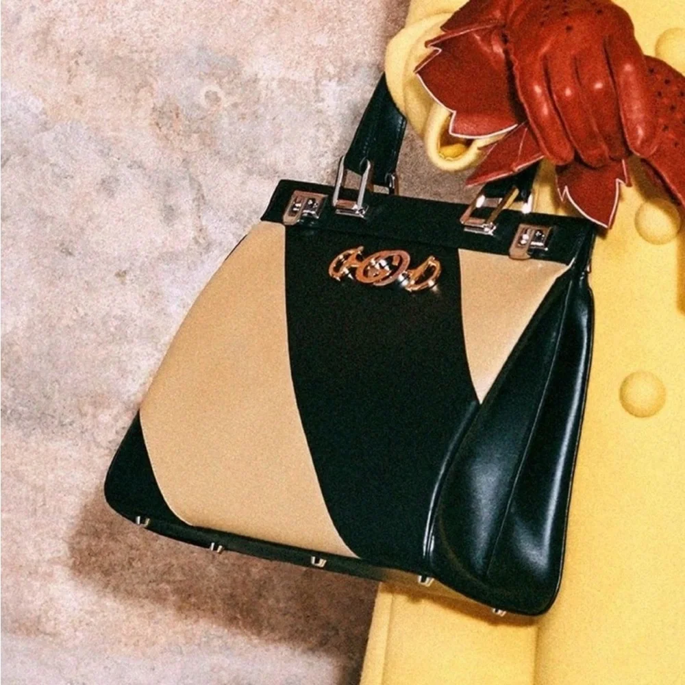 Gucci Zumi Black and Cream Satchel - Picture 1 of 12